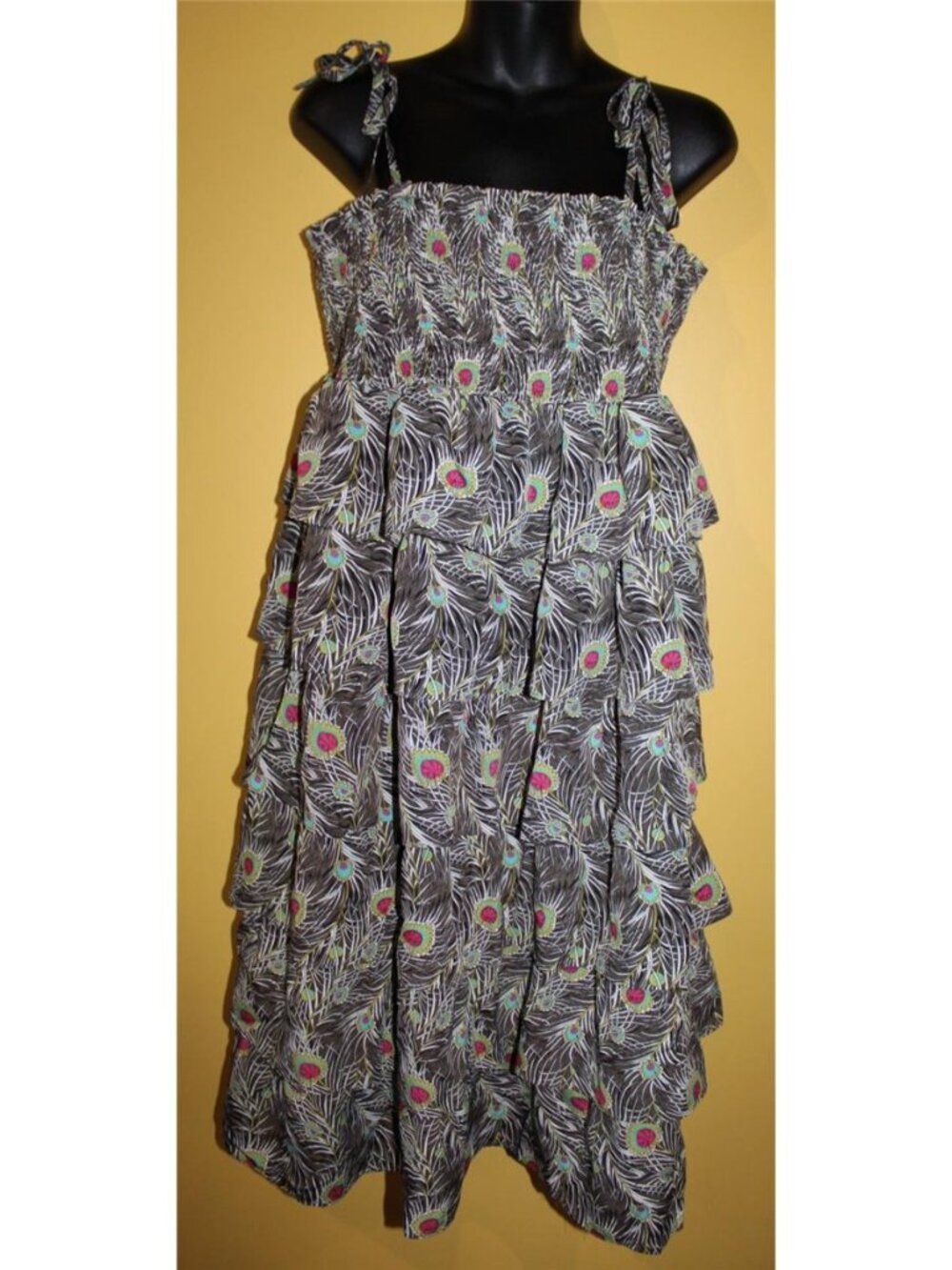 Liberty of London For Target XL Smocked Ruffle Peacock Dress Tiered